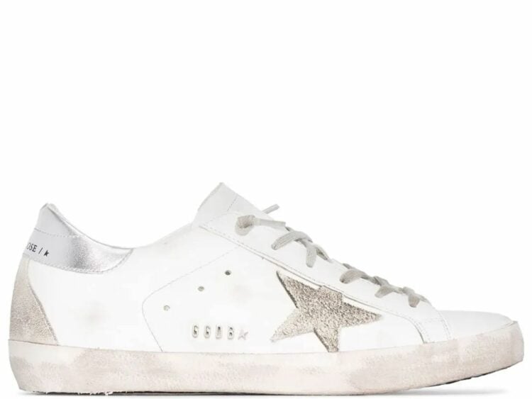 golden goose super star white ice silver with metal stud lettering (w)