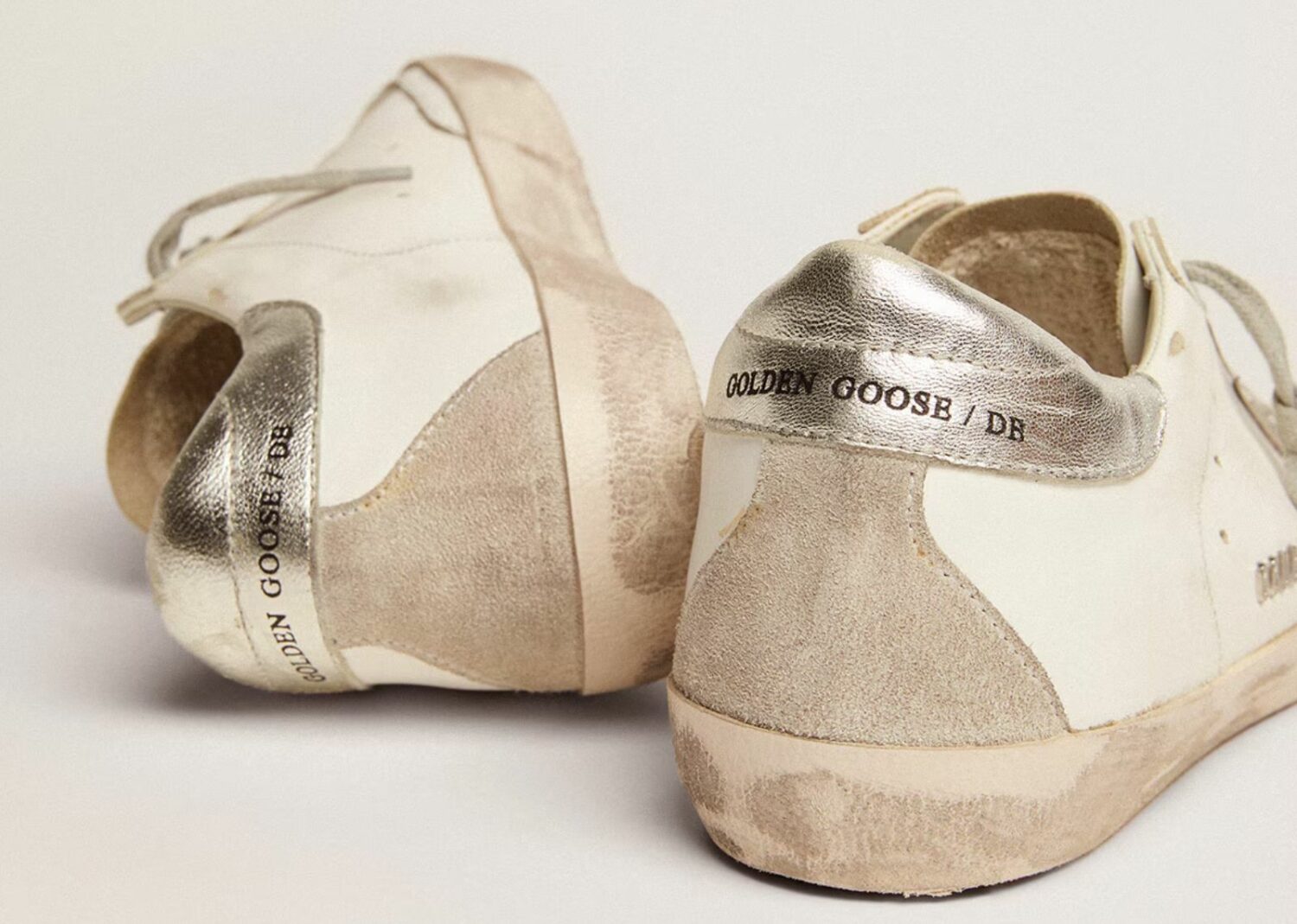 golden goose super star white ice silver with metal stud lettering (w)
