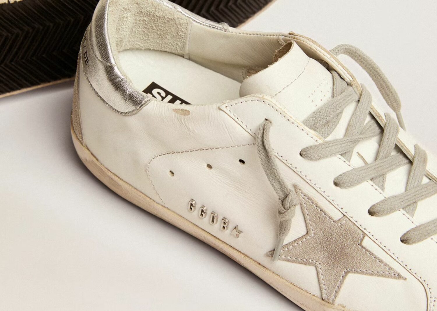 golden goose super star white ice silver with metal stud lettering (w)