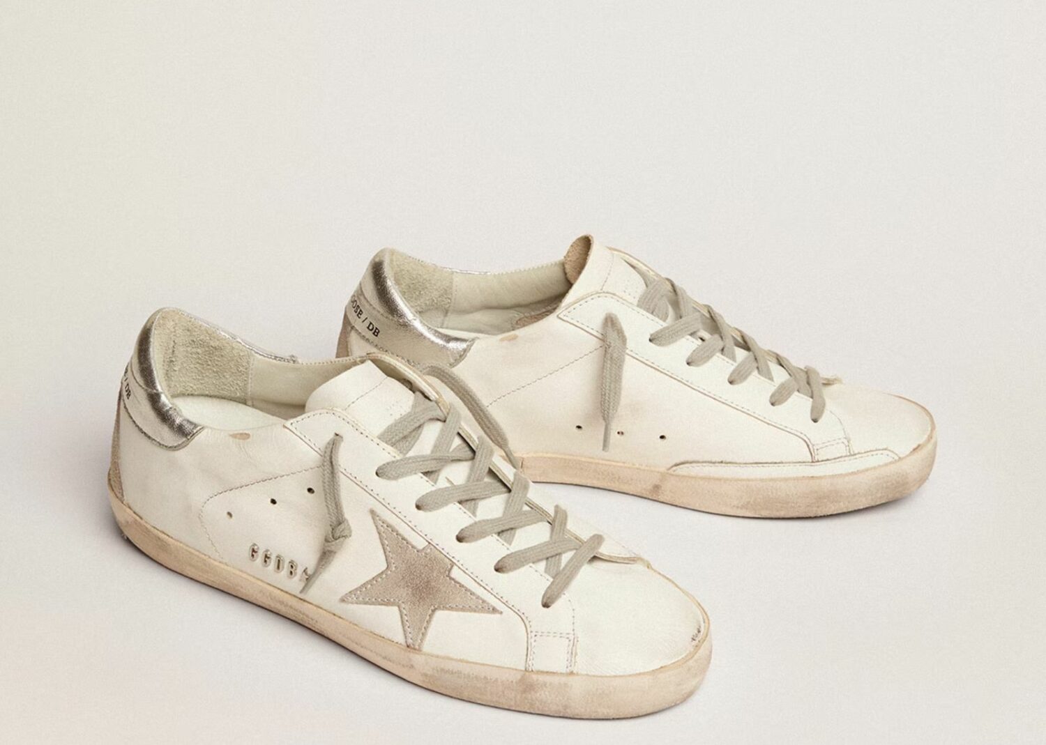 golden goose super star white ice silver with metal stud lettering (w)