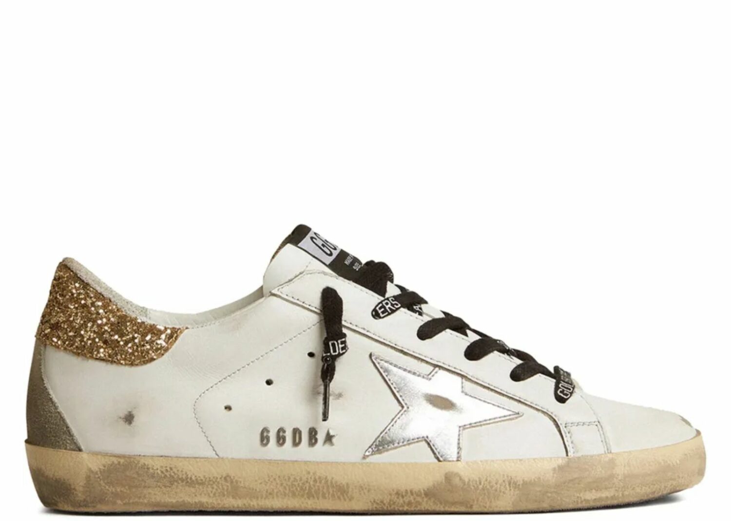 golden goose super star with glittery heel (w)