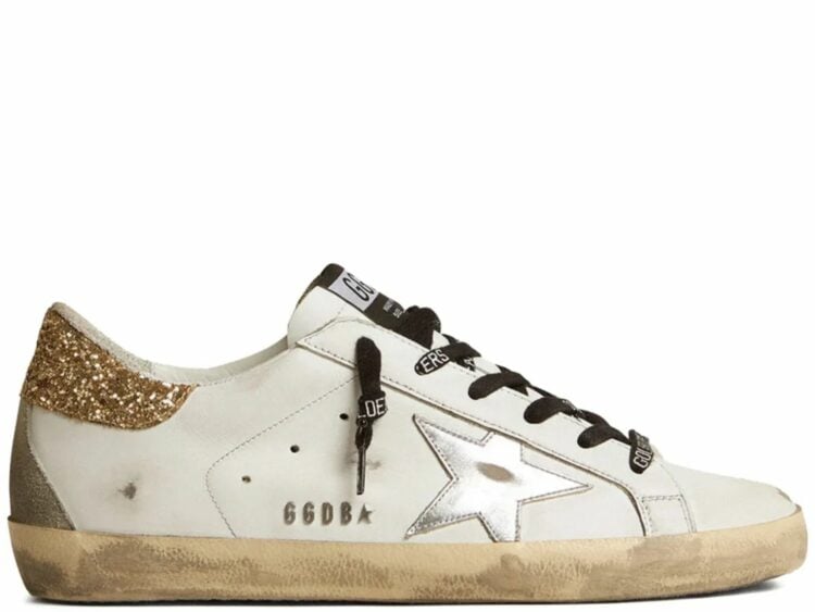 golden goose super star with glittery heel (w)