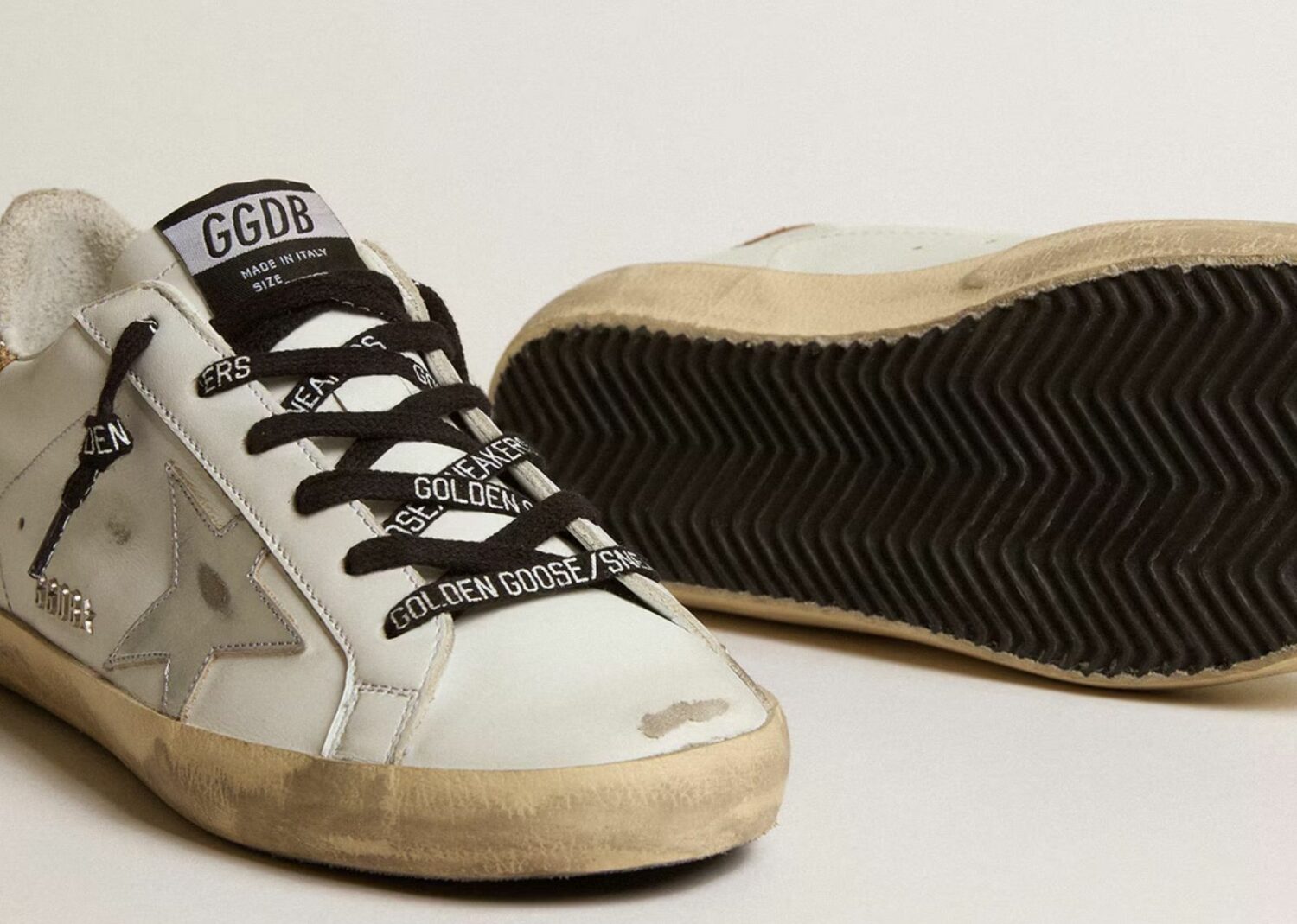 golden goose super star with glittery heel (w)