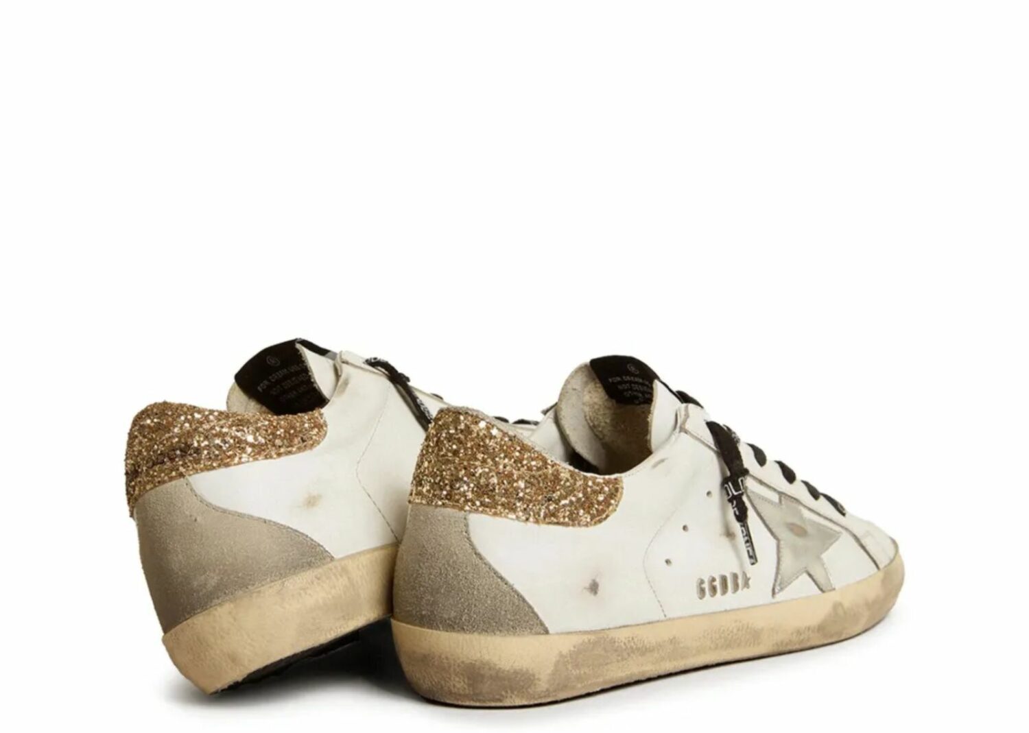 golden goose super star with glittery heel (w)