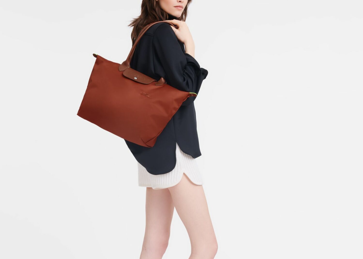 longchamp le pliage green large tote bag chestnut