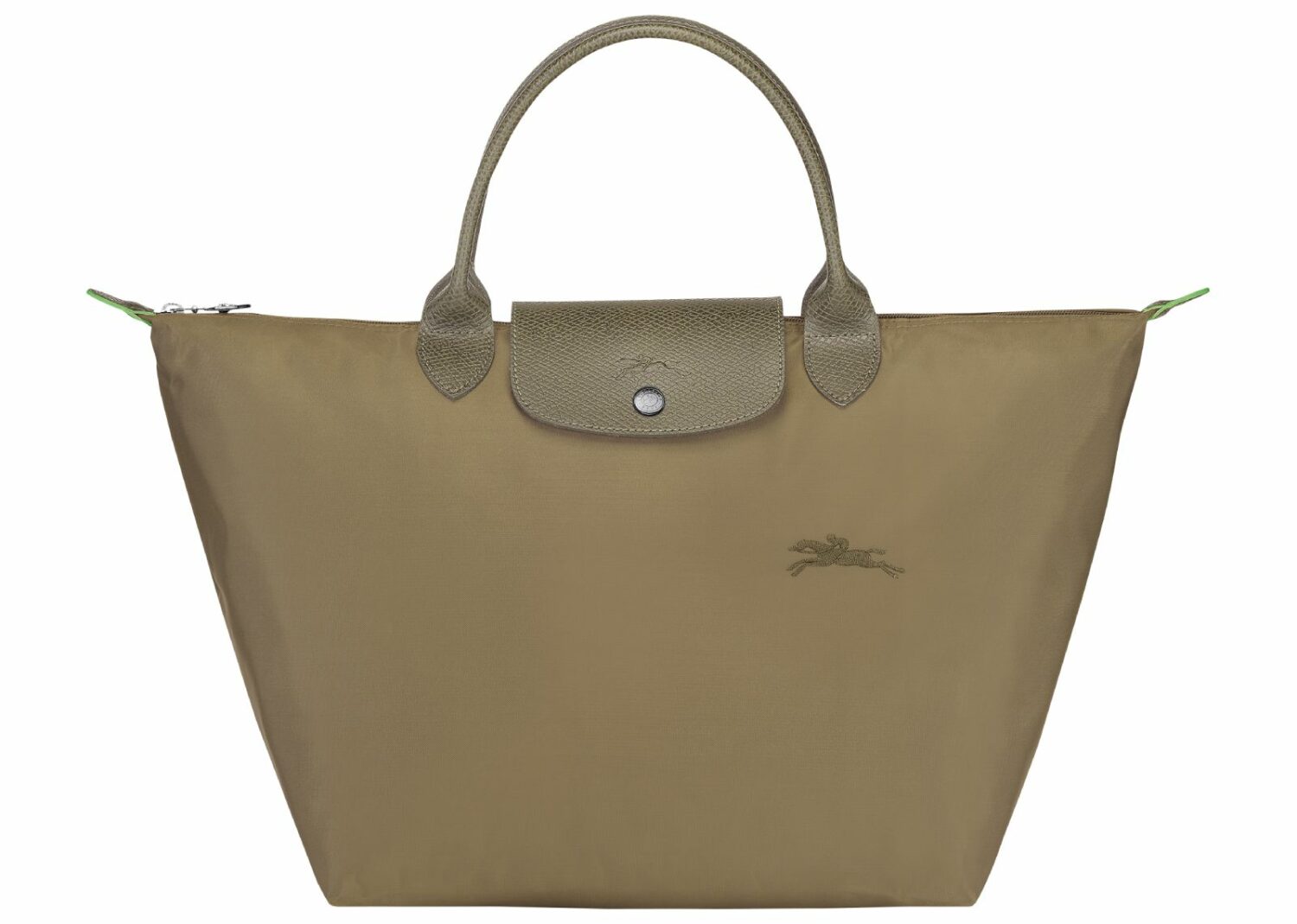 longchamp le pliage green medium handbag artichoke