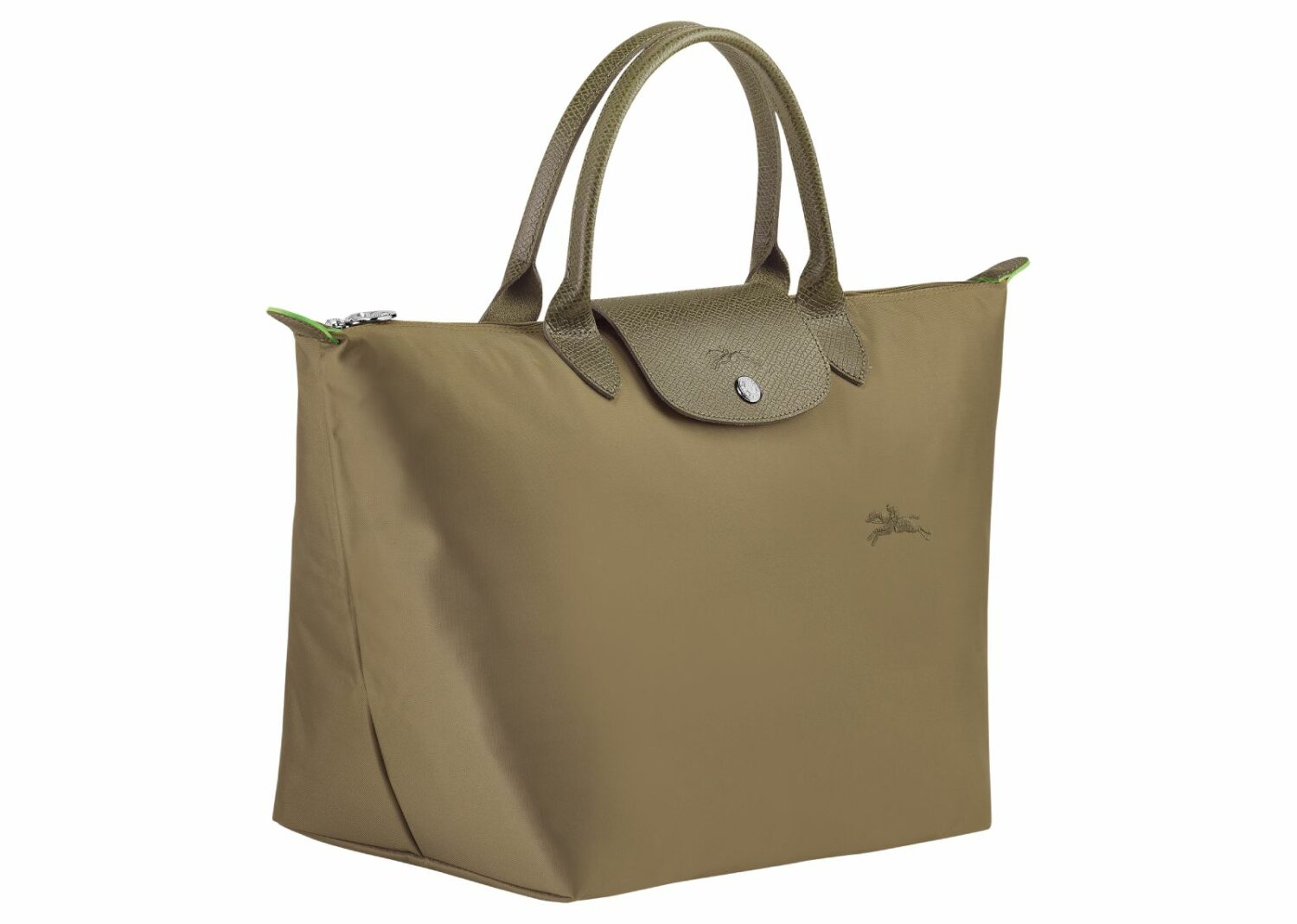 longchamp le pliage green medium handbag artichoke