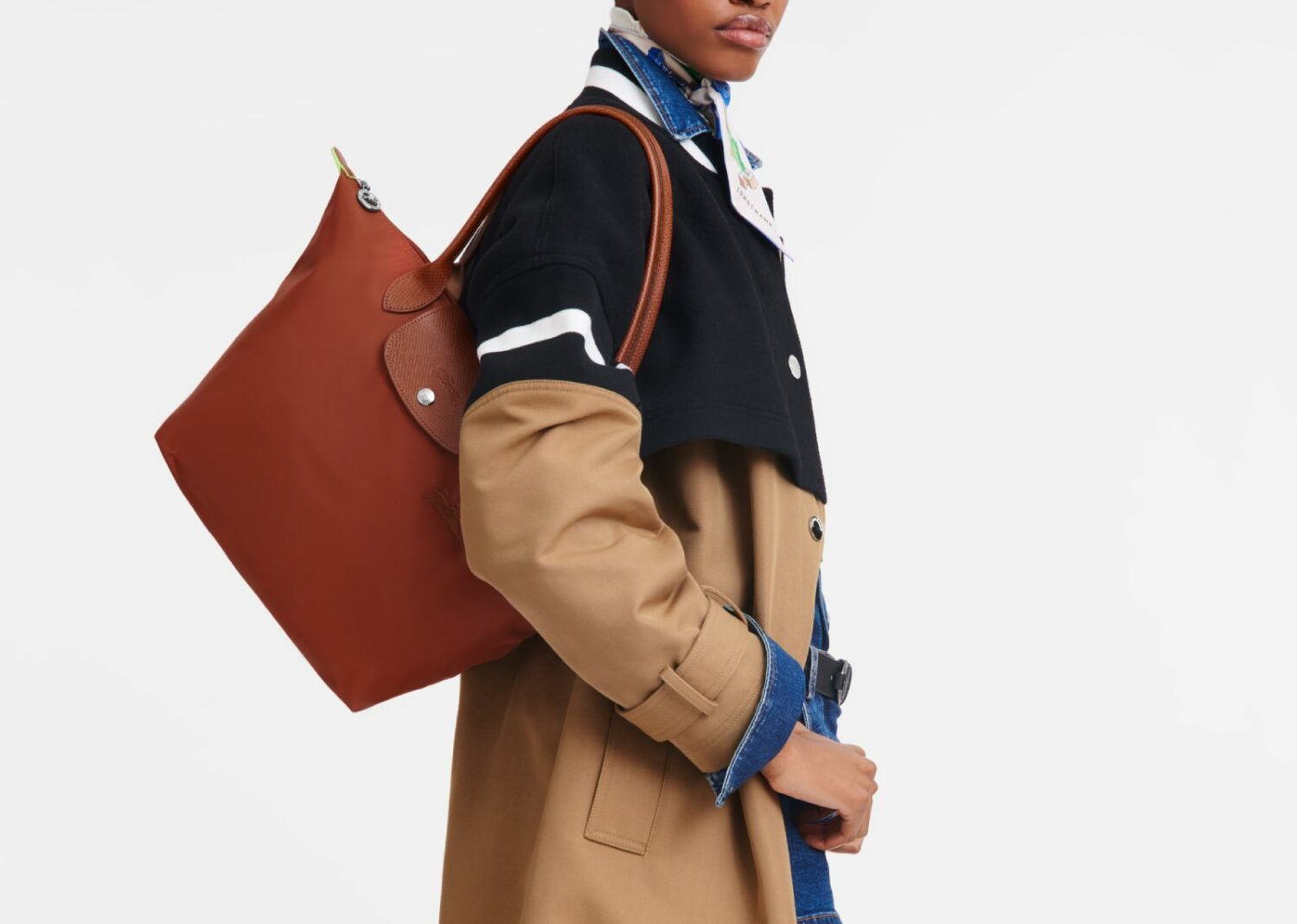 longchamp le pliage green medium tote bag chestnut