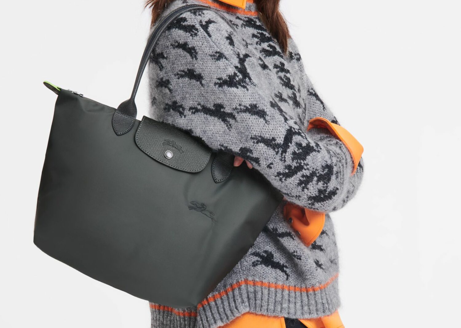 longchamp le pliage green medium tote bag graphite