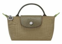 longchamp le pliage green pouch with handle artichoke