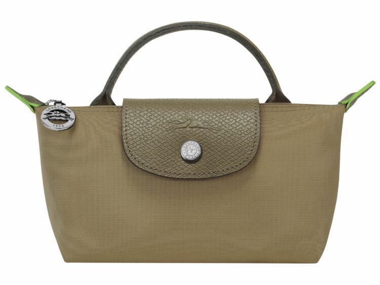 longchamp le pliage green pouch with handle artichoke