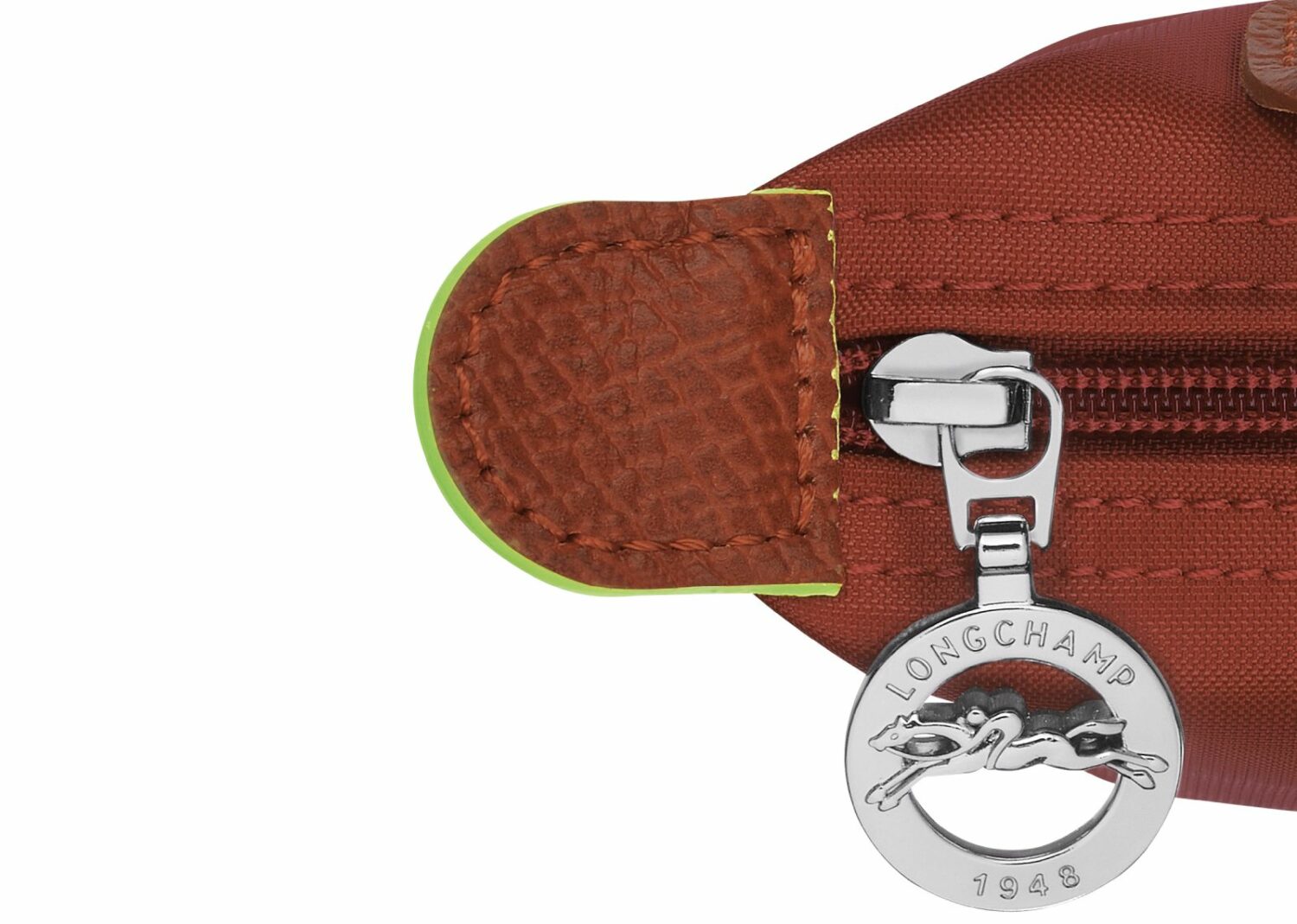 longchamp le pliage green pouch with handle chestnut