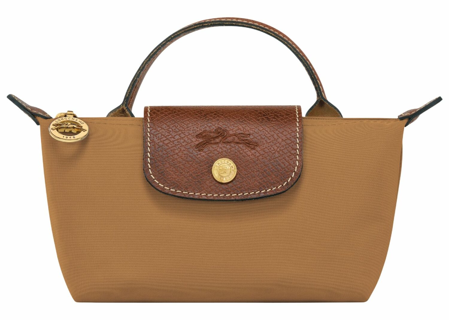 longchamp le pliage original pouch with handle fawn