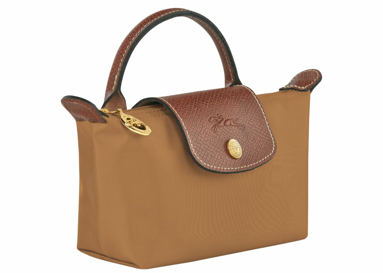 longchamp le pliage original pouch with handle fawn