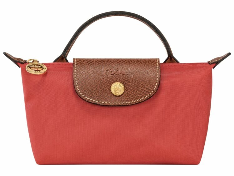 longchamp le pliage original pouch with handle tomato