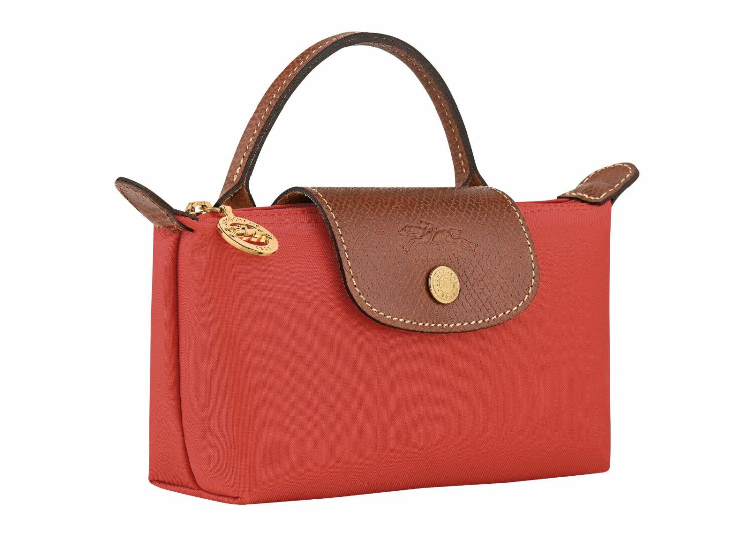 longchamp le pliage original pouch with handle tomato