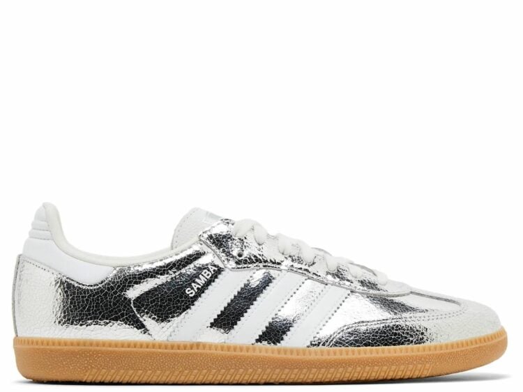 adidas samba og silver metallic cracked leather (w)