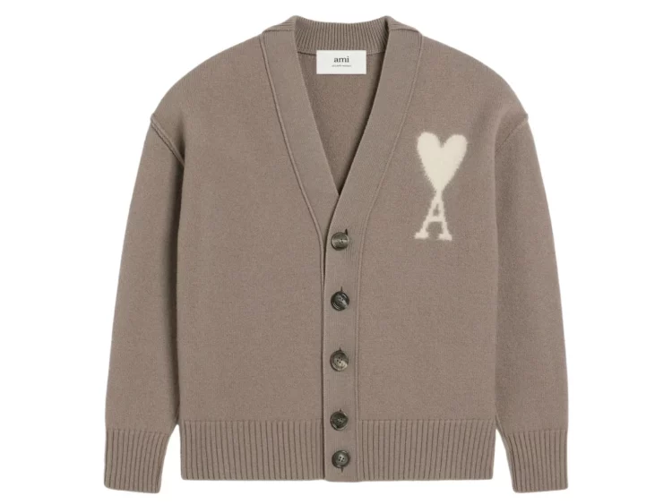 ami paris ami de coeur cardigan ash grey
