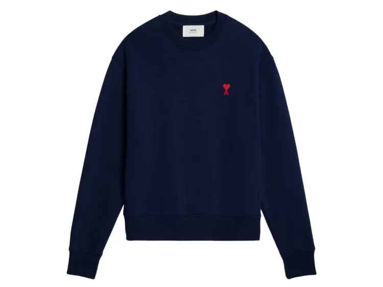 ami paris ami de coeur cotton sweatshirt blue