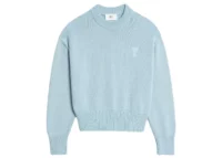 ami paris ami de coeur embroidered sweater light blue