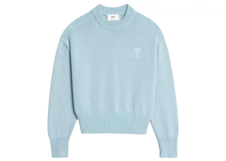 ami paris ami de coeur embroidered sweater light blue