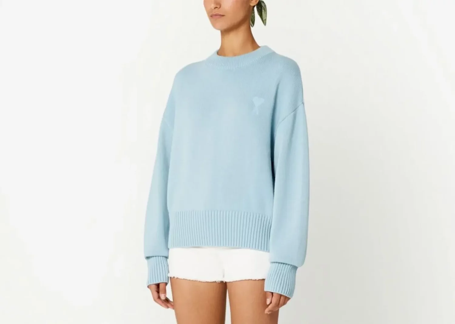 ami paris ami de coeur embroidered sweater light blue3