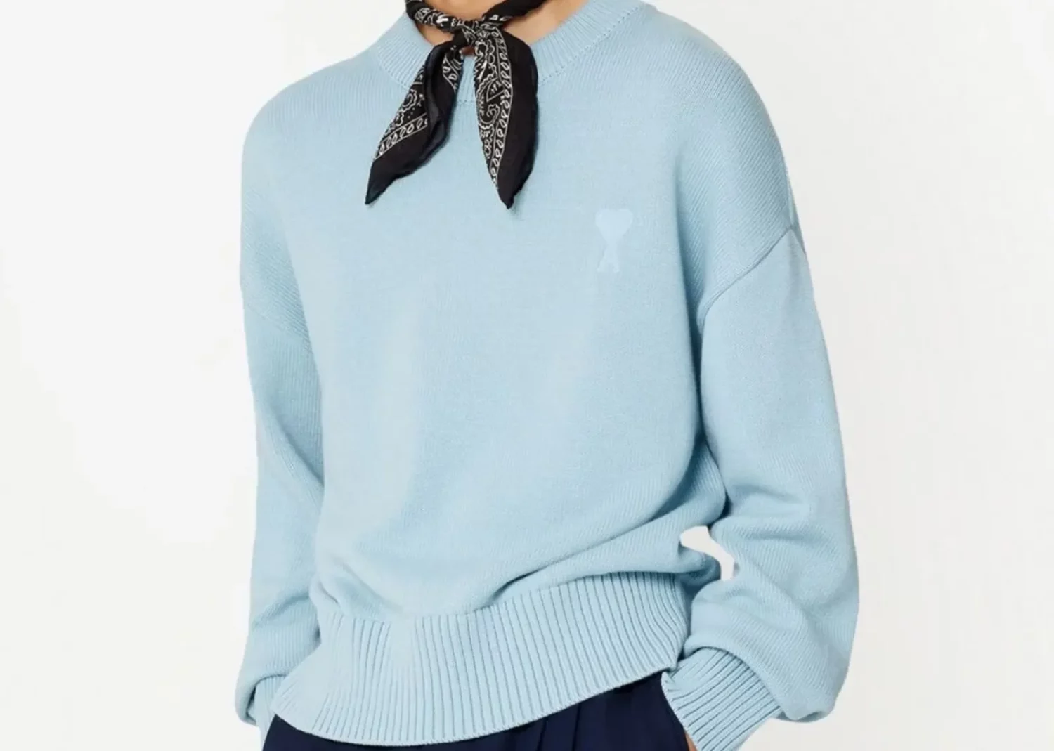 ami paris ami de coeur embroidered sweater light blue4