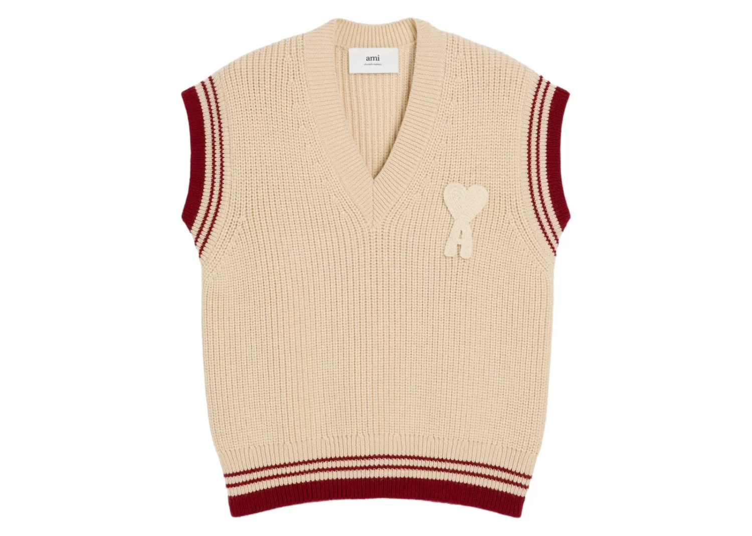 ami paris ami de coeur knitted vest beige
