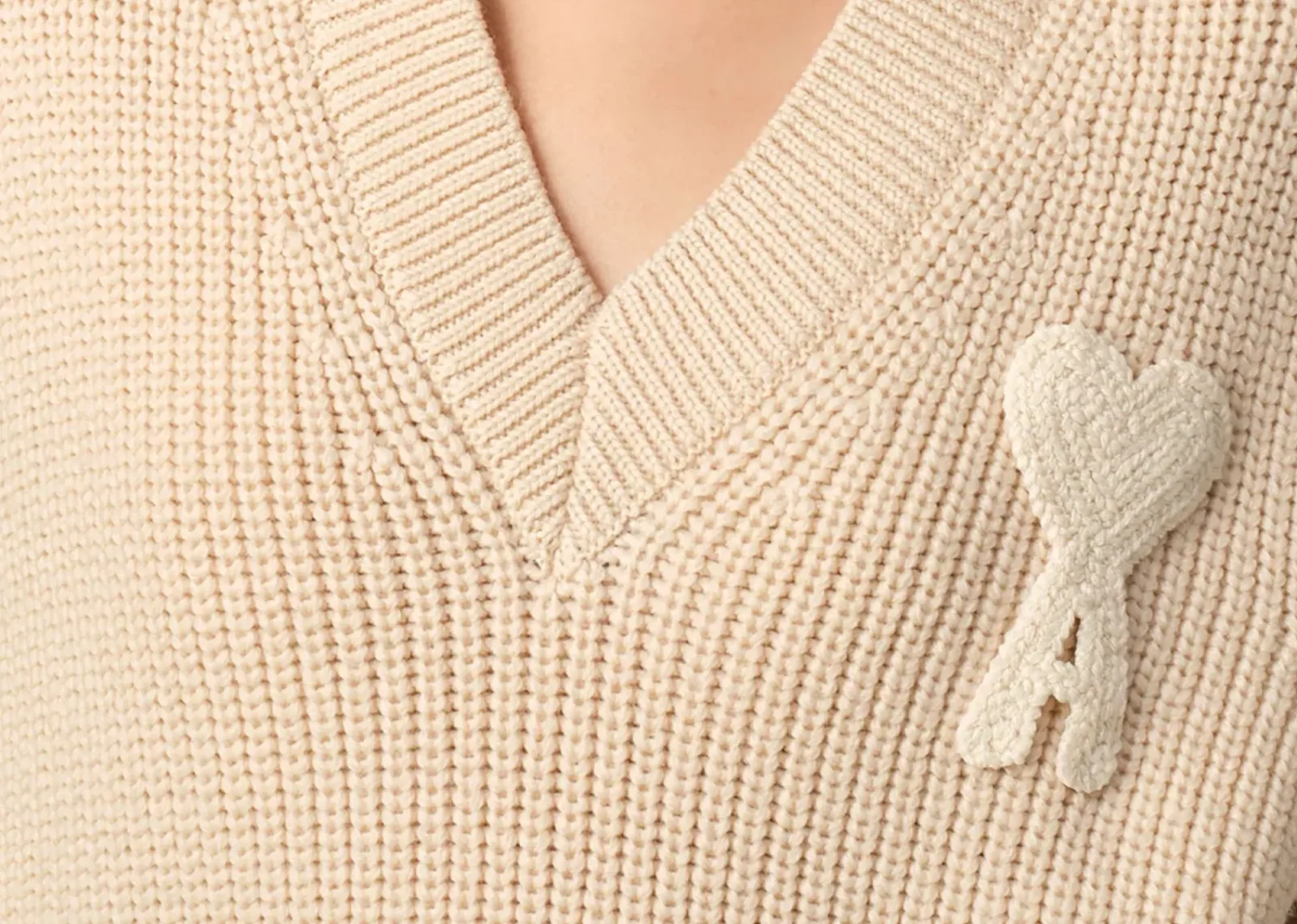ami paris ami de coeur knitted vest beige3
