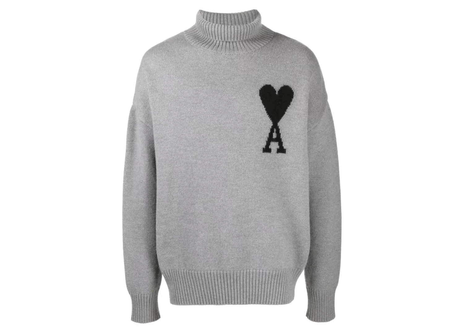 ami paris ami de coeur roll neck jumper grey