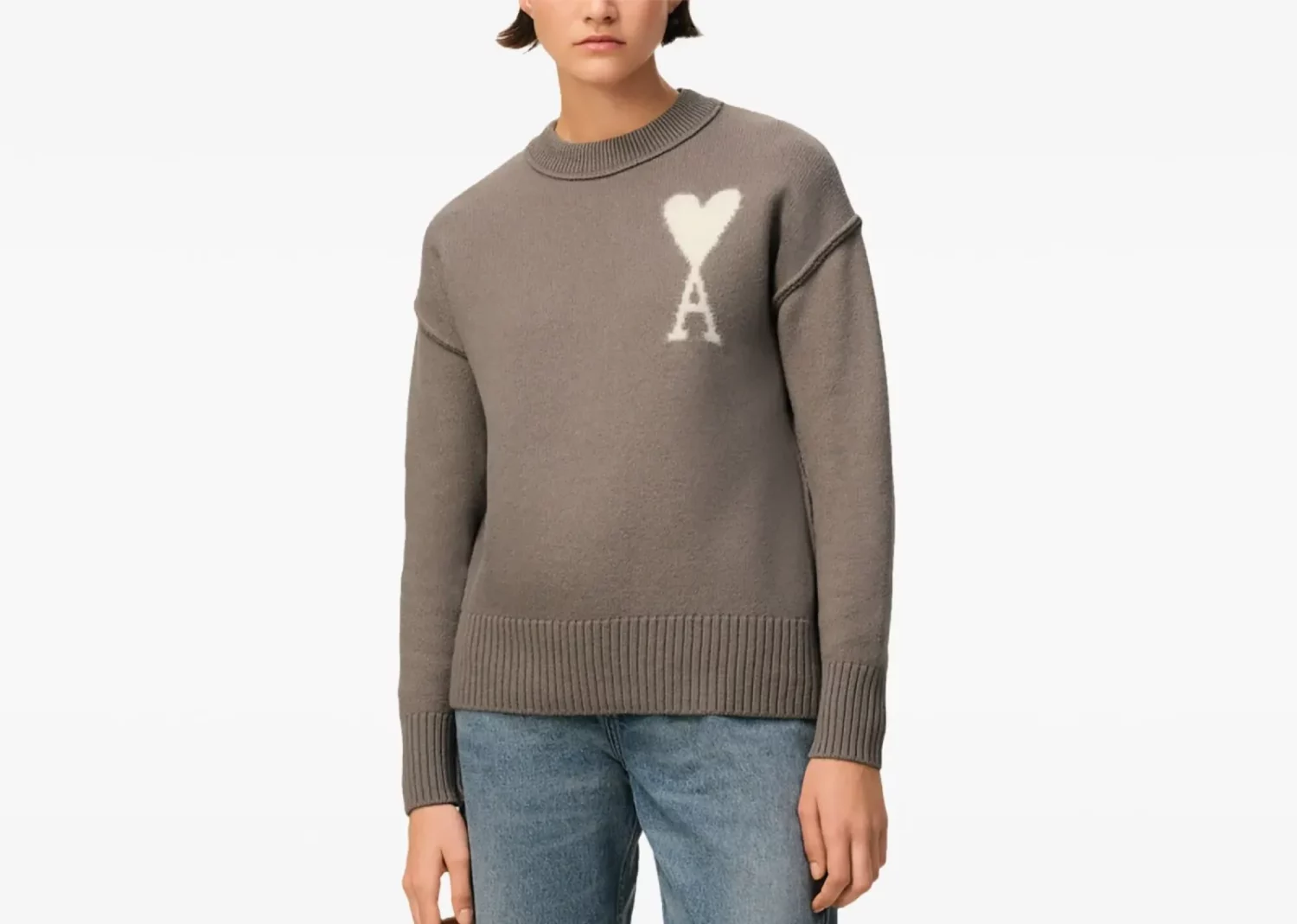 ami paris ami de coeur sweater ash grey3