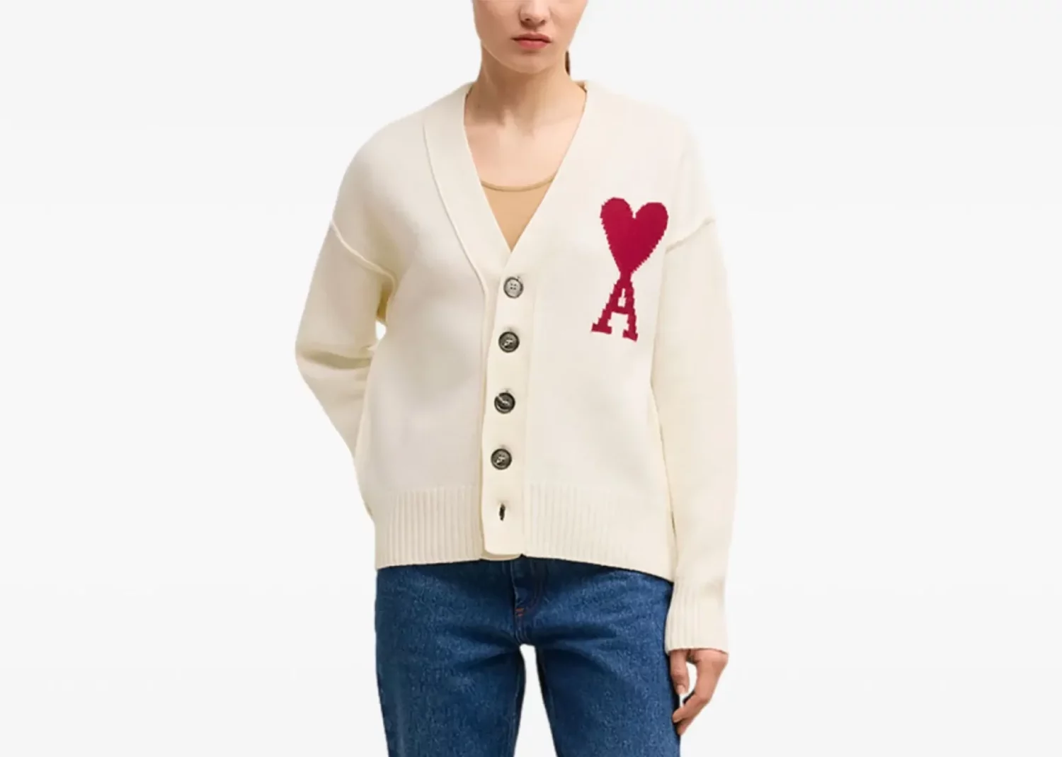ami paris ami de coeur wool cardigan cream white3