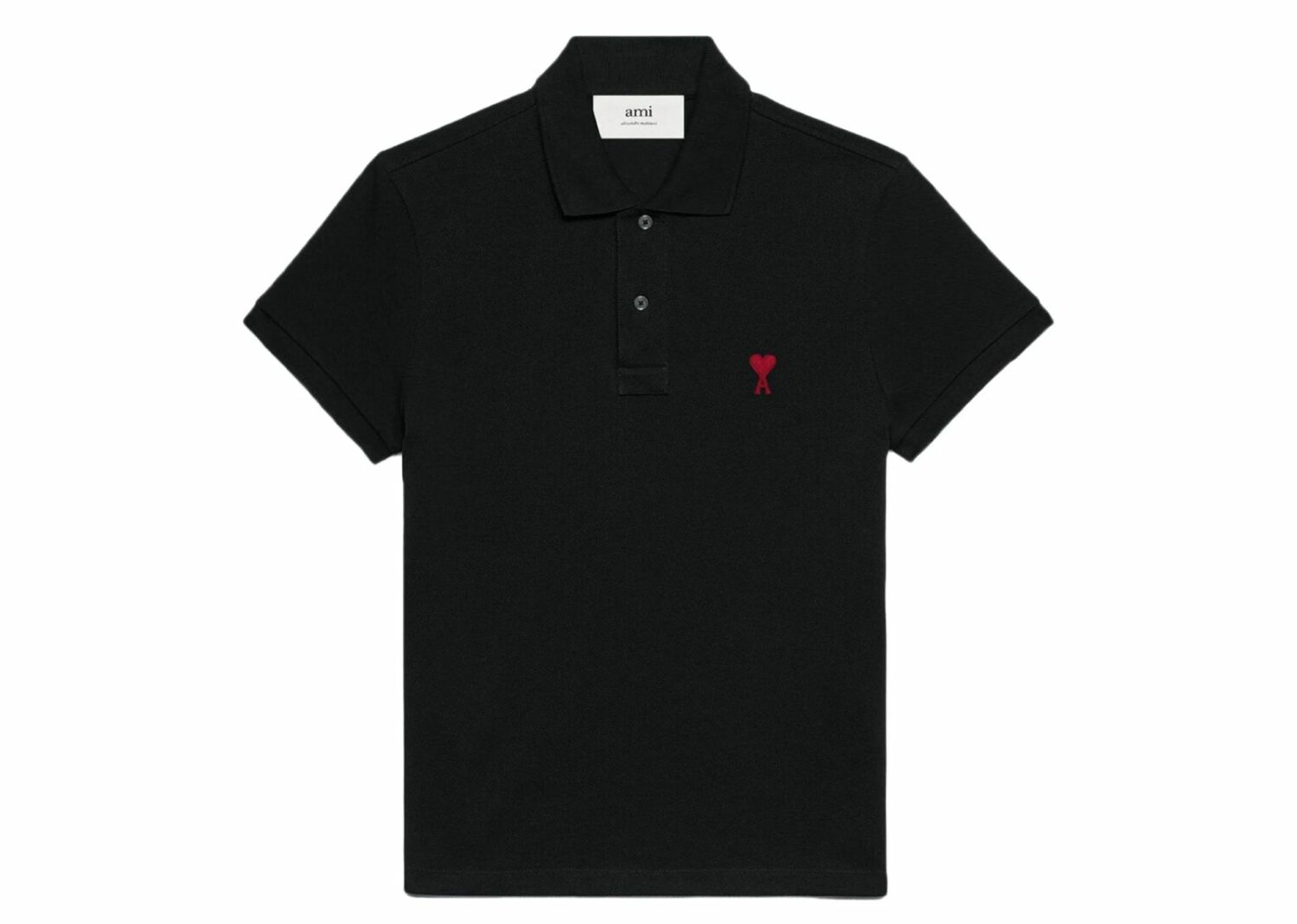 ami paris embroidered heart polo t shirt black