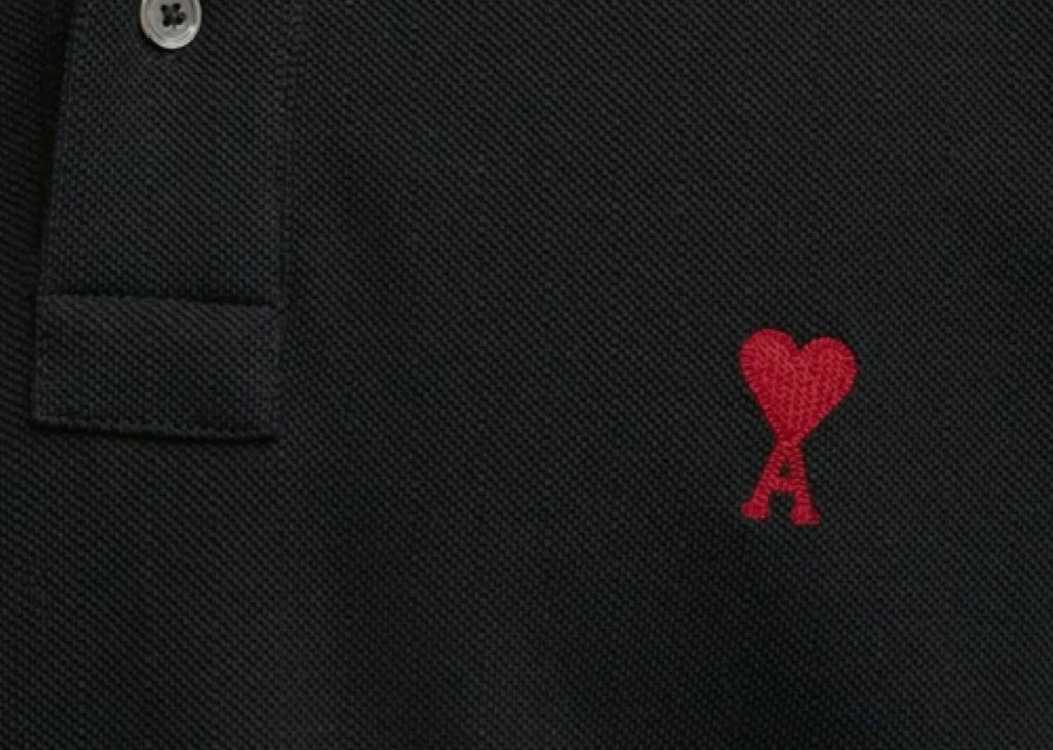 ami paris embroidered heart polo t shirt black2