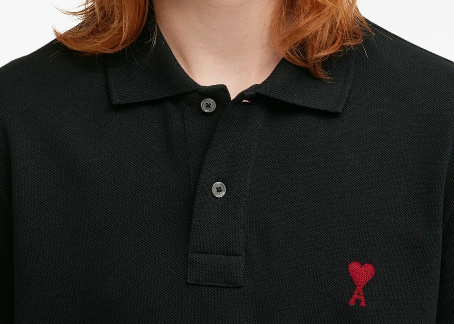 ami paris embroidered heart polo t shirt black3