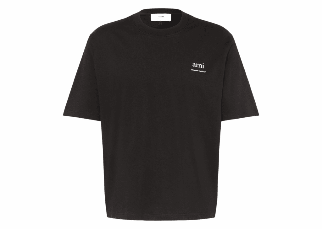 ami paris logo embroidered t shirt black