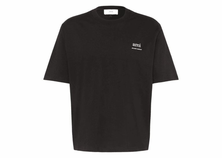 ami paris logo embroidered t shirt black