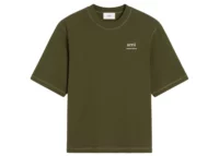 ami paris logo embroidered t shirt green