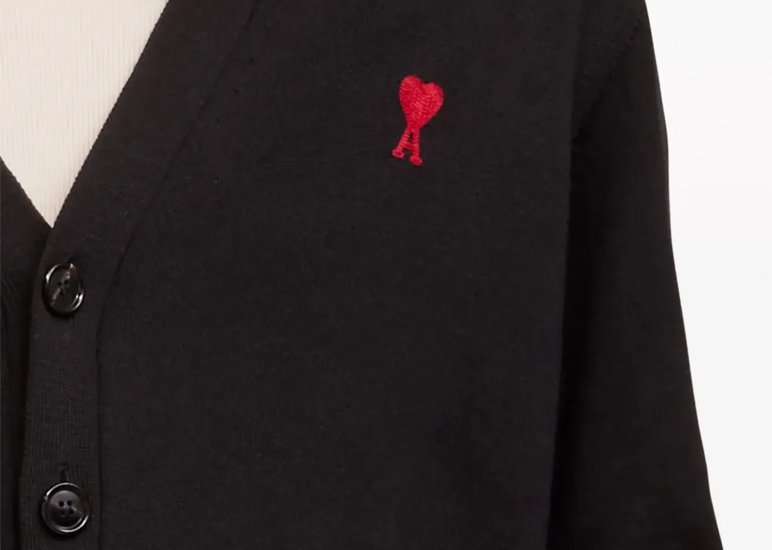 ami paris logo embroidered wool cardigan black3
