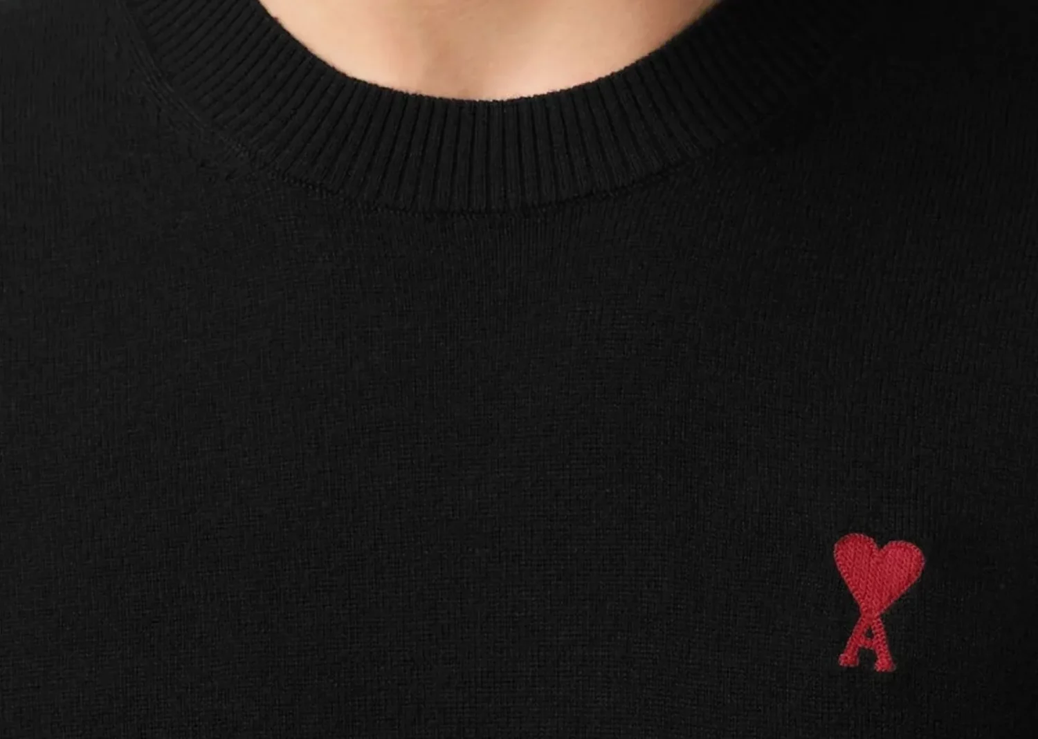 ami paris logo embroidered wool jumper black scarlet3