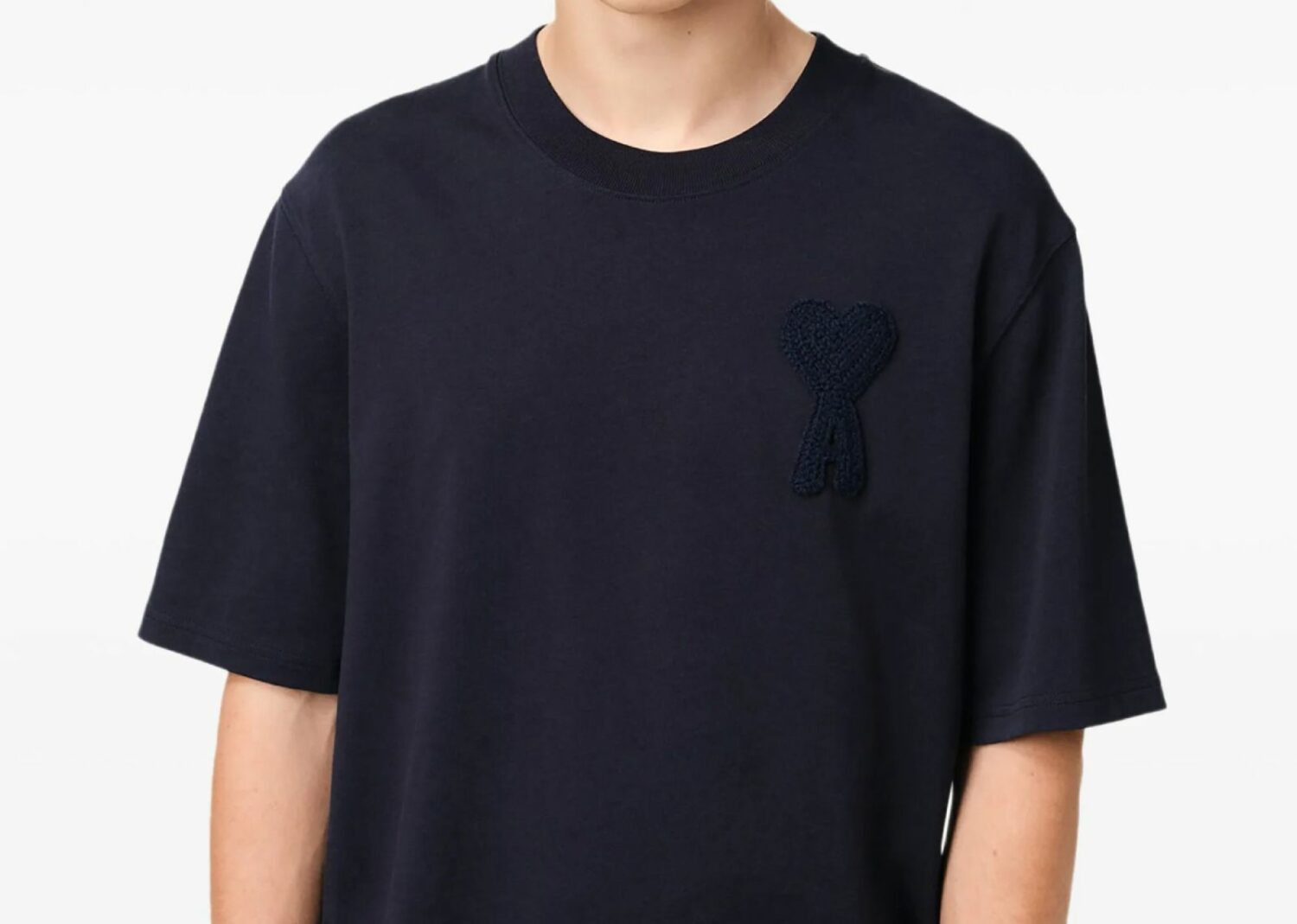 ami paris patch t shirt navy blue2