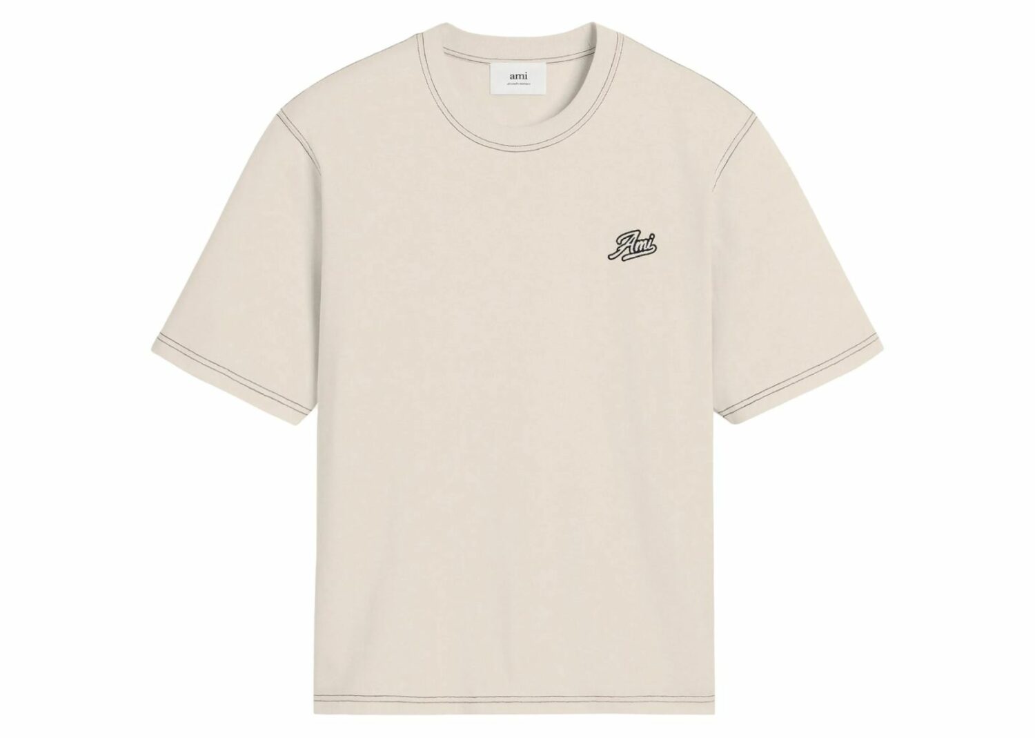 ami paris printed t shirt cream white