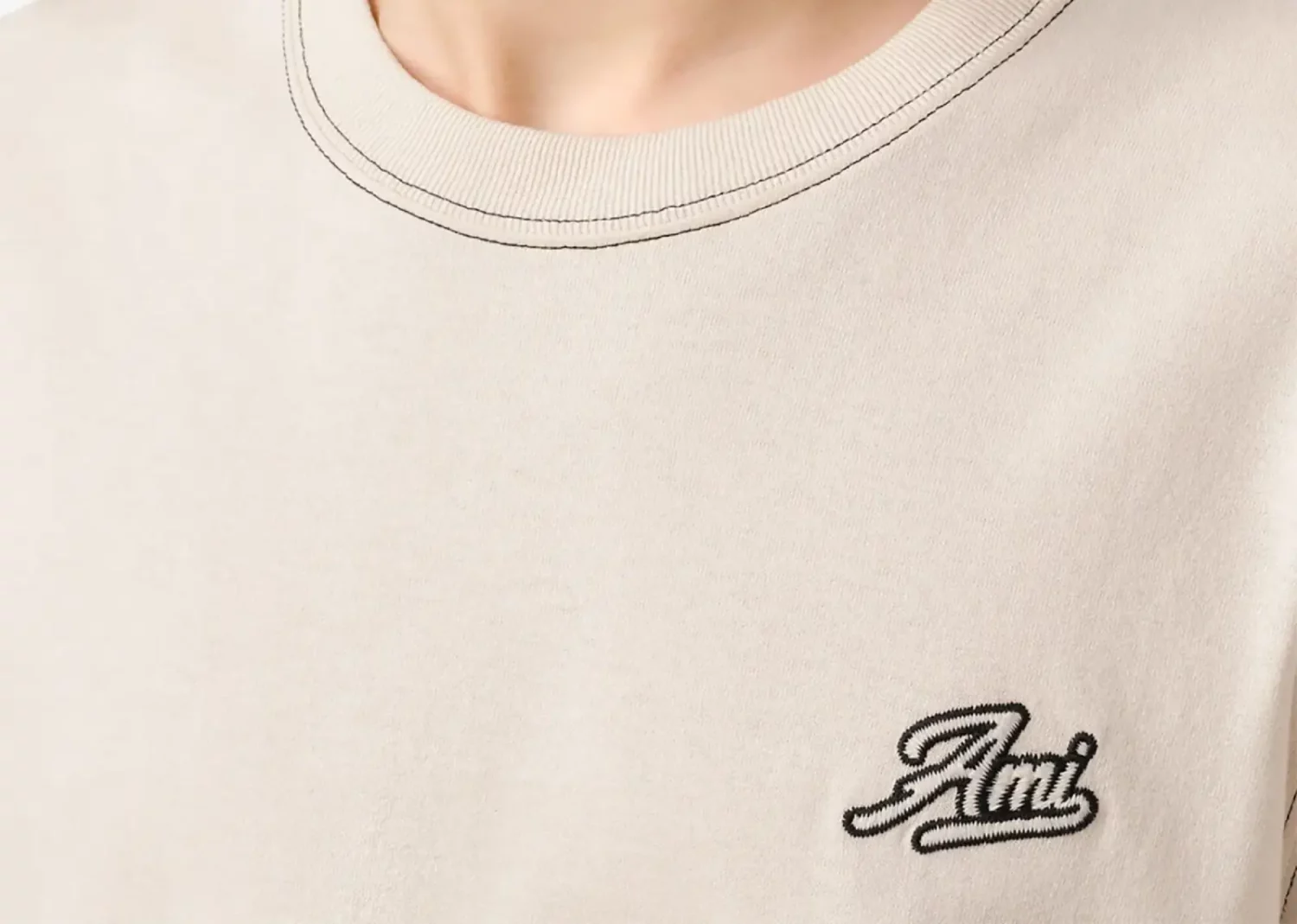 ami paris printed t shirt cream white2