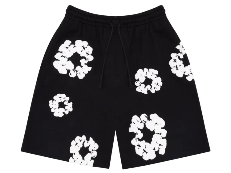 denim tears the cotton wreath shorts black