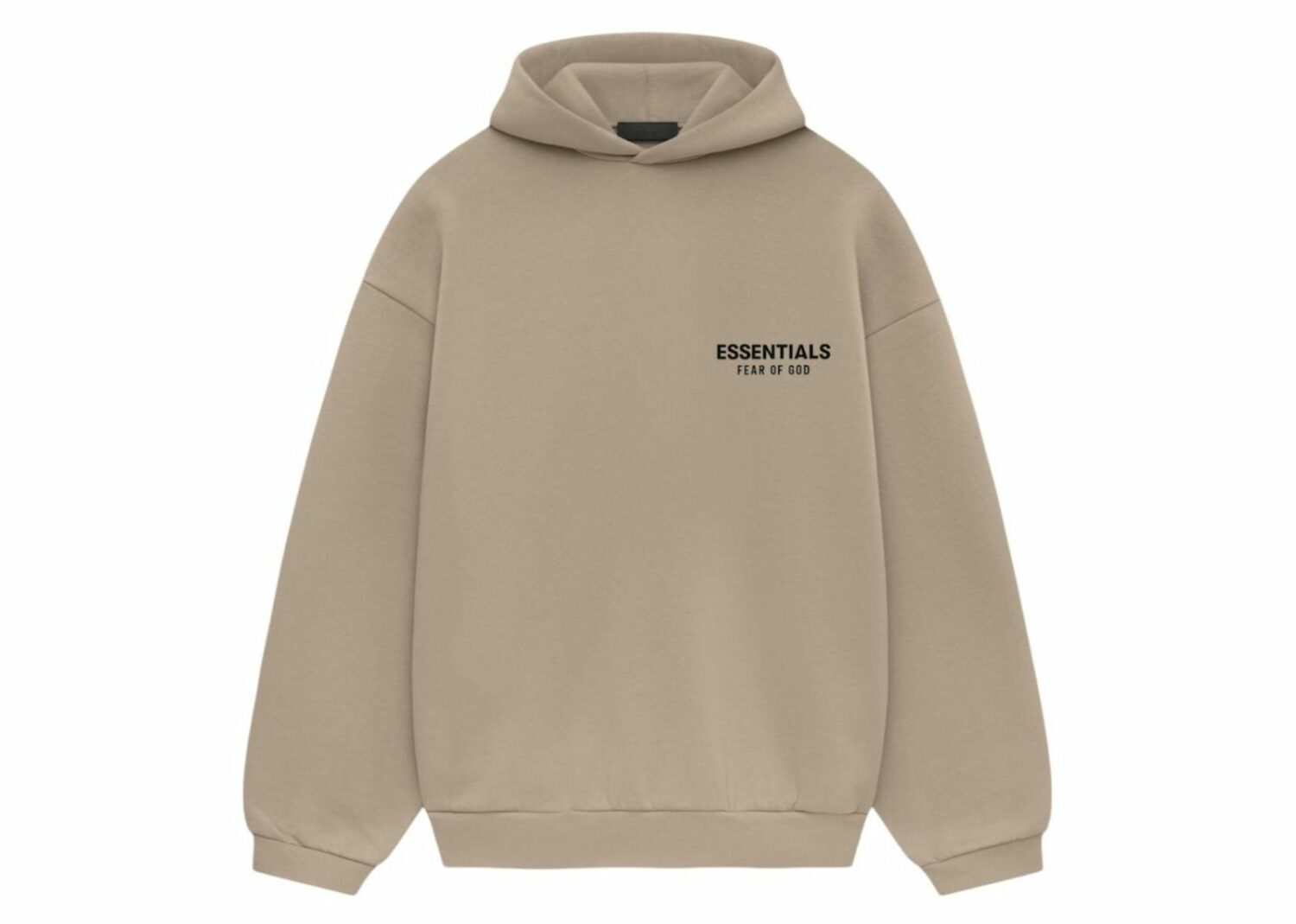 fear of god essentials fleece hoodie desert sand