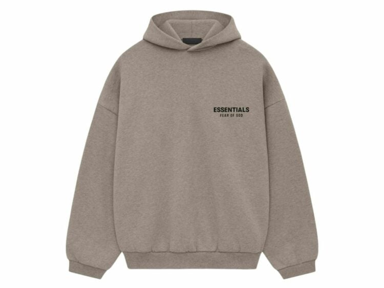 fear of god essentials fleece hoodie (fw24) heather gray