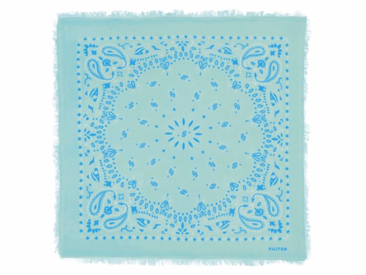 kujten small cashmere bicolor bandana hachi bleu green