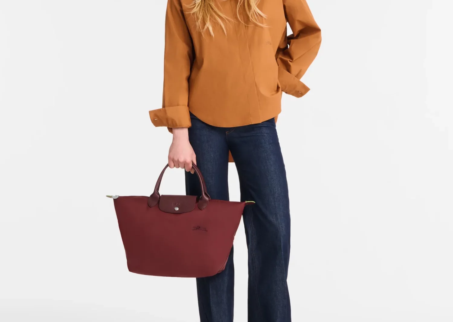 longchamp le pliage green medium handbag pomegranate