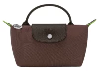 longchamp le pliage green pouch with handle mocha