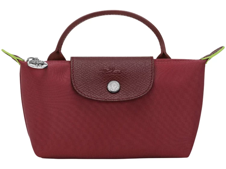 longchamp le pliage green pouch with handle pomegranate